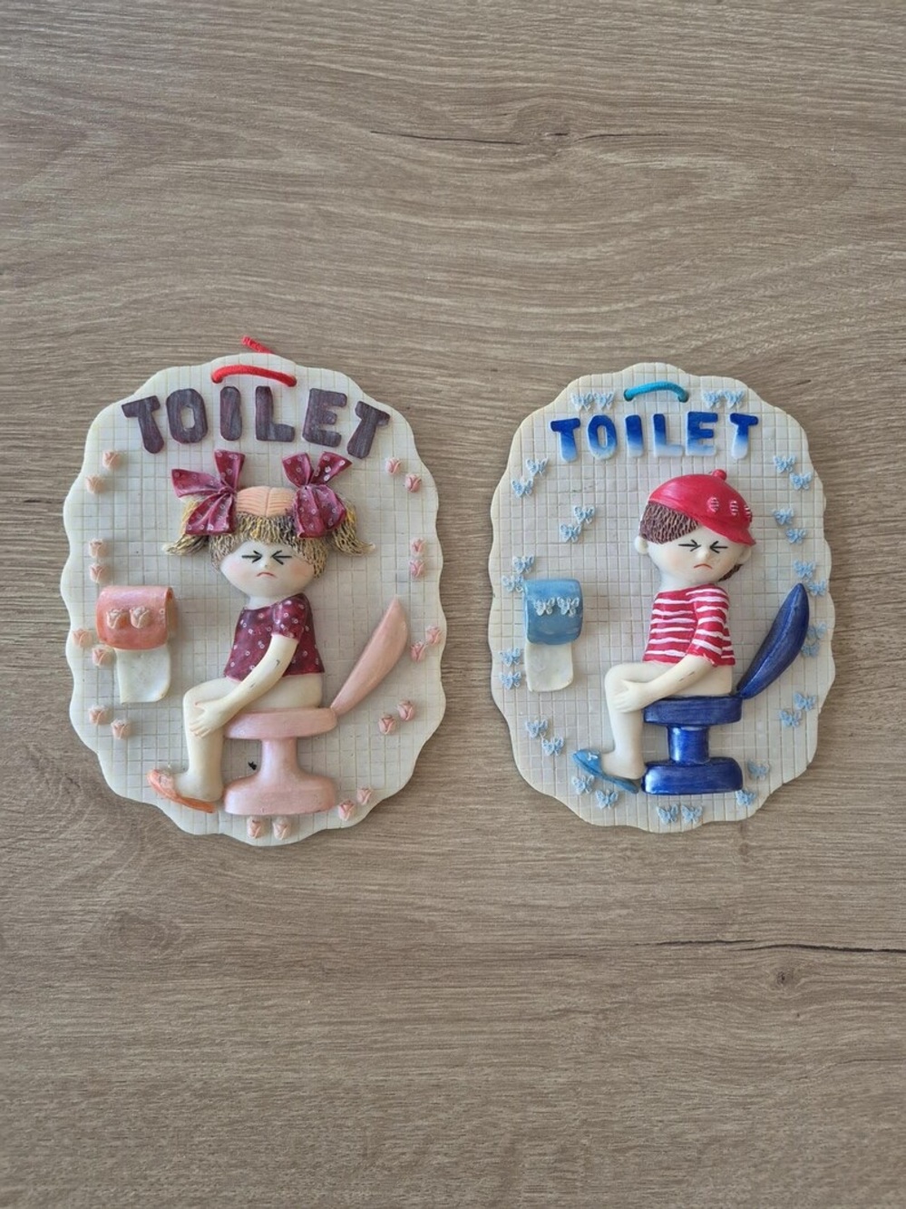 Vintage TOILET Wall Plaques Set of 2 – Retro Bathroom Decor
